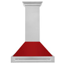 ZLINE 36 Inch DuraSnow® Stainless Steel Range Hood with Red Gloss Shell, 8654SNX-RG-36