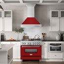 ZLINE 36 Inch DuraSnow® Stainless Steel Range Hood with Red Gloss Shell, 8654SNX-RG-36