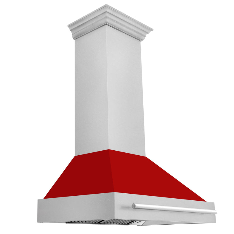 ZLINE 36 Inch DuraSnow® Stainless Steel Range Hood with Red Matte Shell, 8654SNX-RM-36