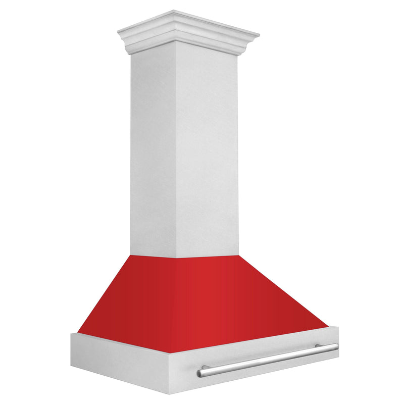 ZLINE 36 Inch DuraSnow® Stainless Steel Range Hood with Red Matte Shell, 8654SNX-RM-36