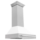 ZLINE 36 Inch DuraSnow® Stainless Steel Range Hood with White Matte Shell, 8654SNX-WM-36