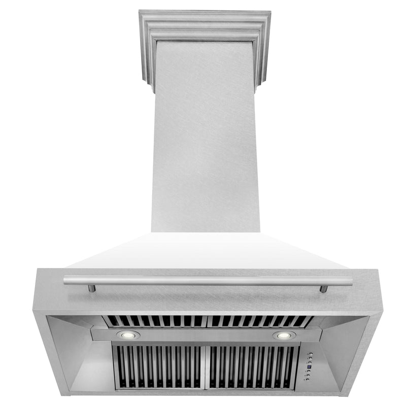 ZLINE 36 Inch DuraSnow® Stainless Steel Range Hood with White Matte Shell, 8654SNX-WM-36