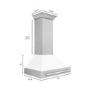 ZLINE 36 Inch DuraSnow® Stainless Steel Range Hood with White Matte Shell, 8654SNX-WM-36