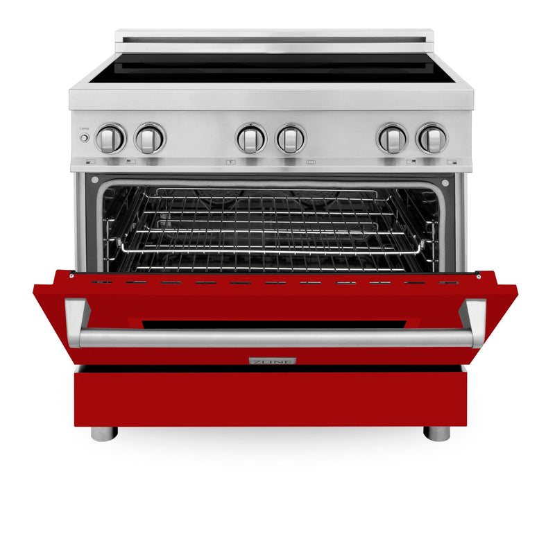 ZLINE 36 Inch 4.6 cu. ft. Induction Range with a 4 Element Stove and Electric Oven in Red Gloss, RAIND-RG-36