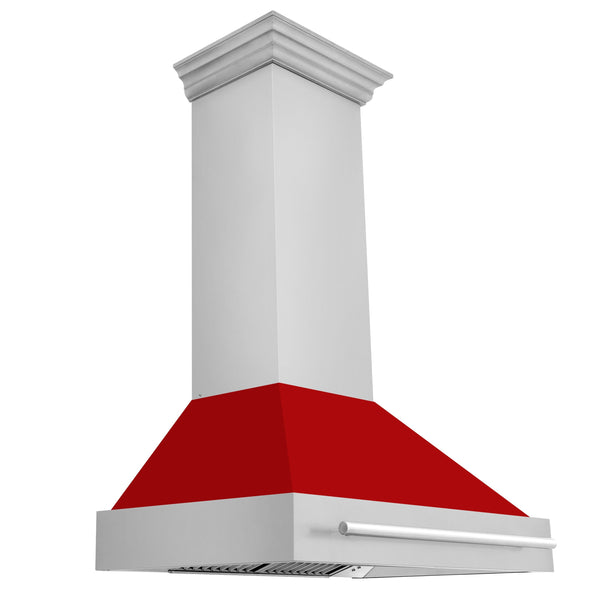 ZLINE 36 In. Stainless Steel Range Hood with Red Matte Shell, 8654STX-RM36