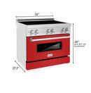 ZLINE 36 Inches 4.6 cu. ft. Induction Range with a 4 Element Stove and Electric Oven in Red Matte, RAIND-RM-36