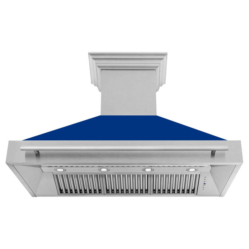 ZLINE 48 In. DuraSnow® Stainless Steel Range Hood with Blue Gloss Shell, 8654SNX-BG-48