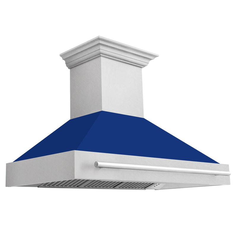 ZLINE 48 In. DuraSnow® Stainless Steel Range Hood with Blue Gloss Shell, 8654SNX-BG-48