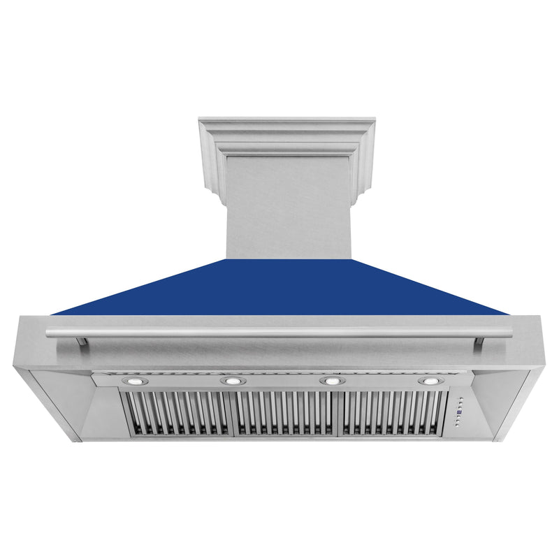 ZLINE 48 In. DuraSnow® Stainless Steel Range Hood with Blue Matte Shell, 8654SNX-BM-48