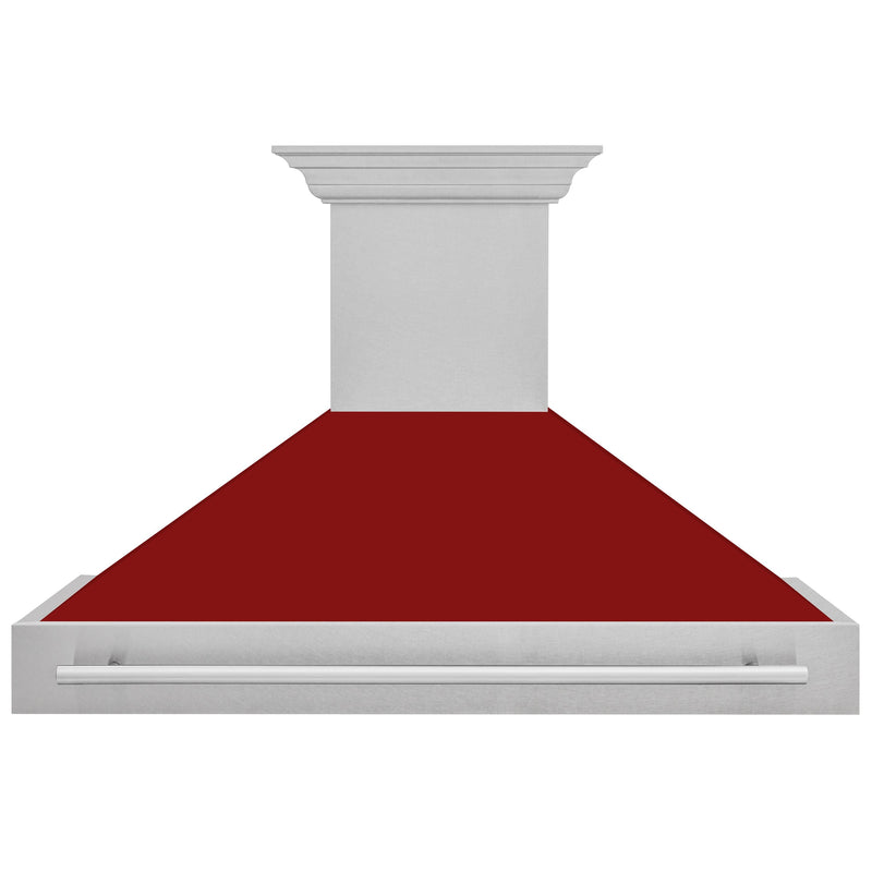 ZLINE 48 In. DuraSnow® Stainless Steel Range Hood with Red Gloss Shell, 8654SNX-RG-48