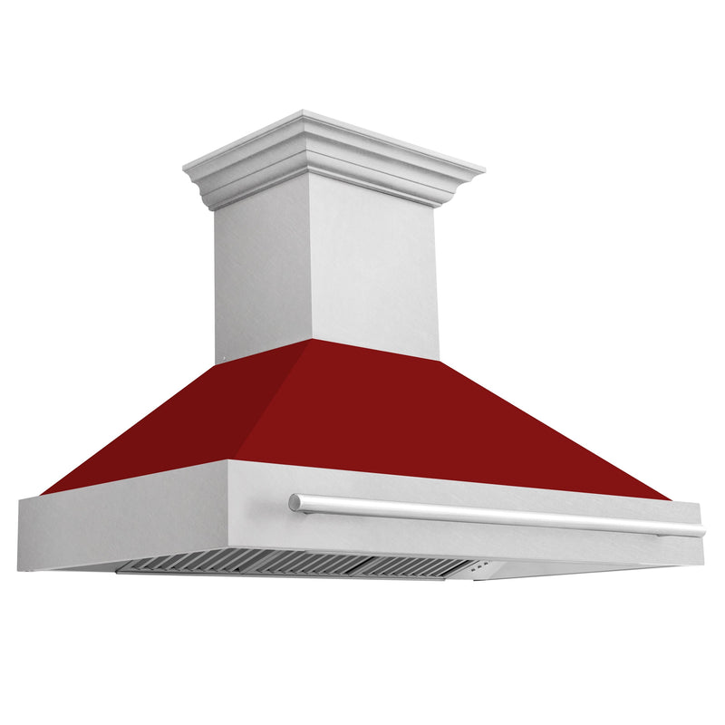 ZLINE 48 In. DuraSnow® Stainless Steel Range Hood with Red Gloss Shell, 8654SNX-RG-48