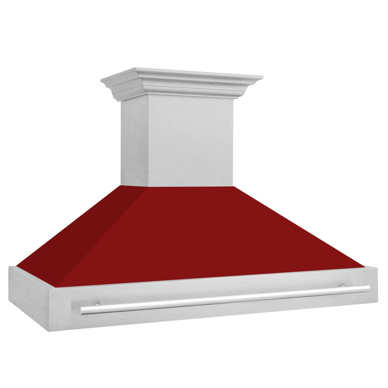 ZLINE 48 In. DuraSnow® Stainless Steel Range Hood with Red Gloss Shell, 8654SNX-RG-48