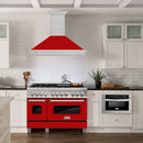 ZLINE 48 In. DuraSnow® Stainless Steel Range Hood with Red Matte Shell, 8654SNX-RM48