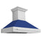 ZLINE 48 In. Stainless Steel Range Hood with Blue Matte Shell and Stainless Steel Handle, 8654STX-BM-48