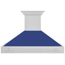 ZLINE 48 In. Stainless Steel Range Hood with Blue Matte Shell and Stainless Steel Handle, 8654STX-BM-48