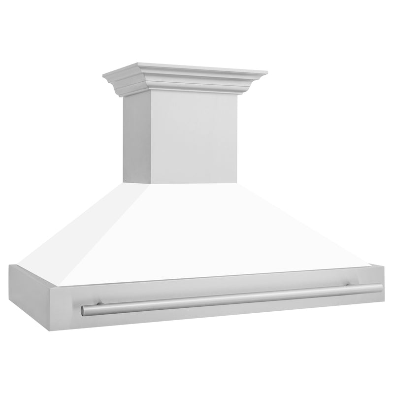 ZLINE 48 In. Stainless Steel Range Hood with White Matte Shell, 8654STX-WM-48