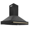 ZLINE 48 in. Autograph Edition Black Stainless Steel Range Hood with Gold Handle, BS655Z-48-G