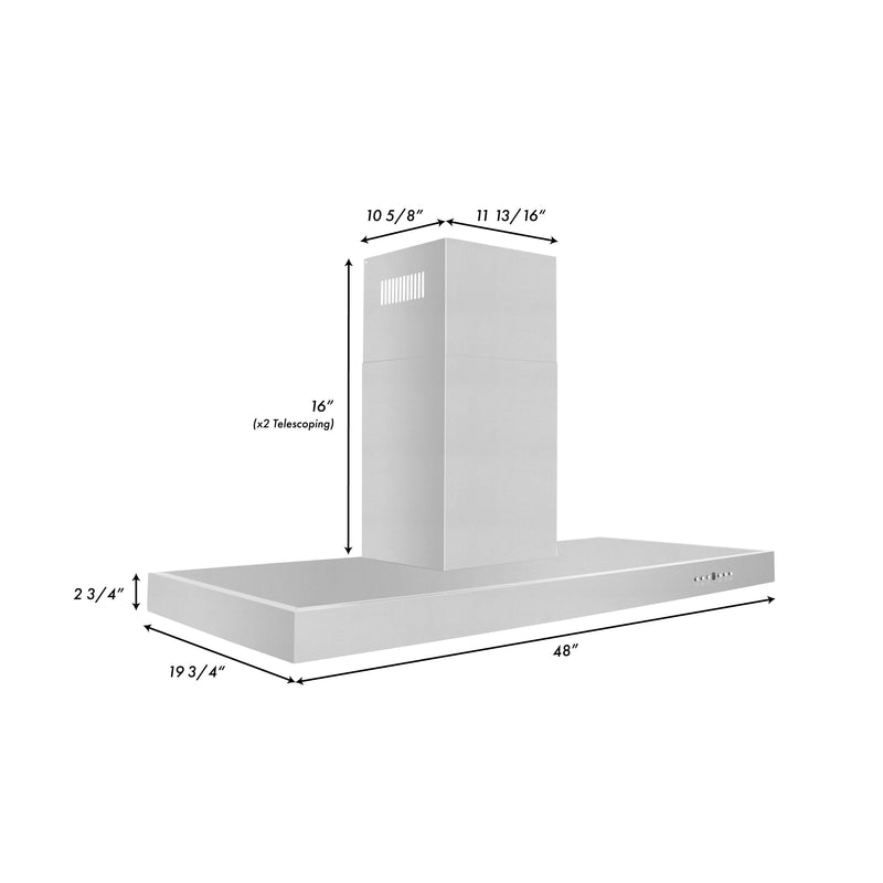 ZLINE 48 in. Convertible Vent Wall Mount Range Hood in Stainless Steel, KE-48