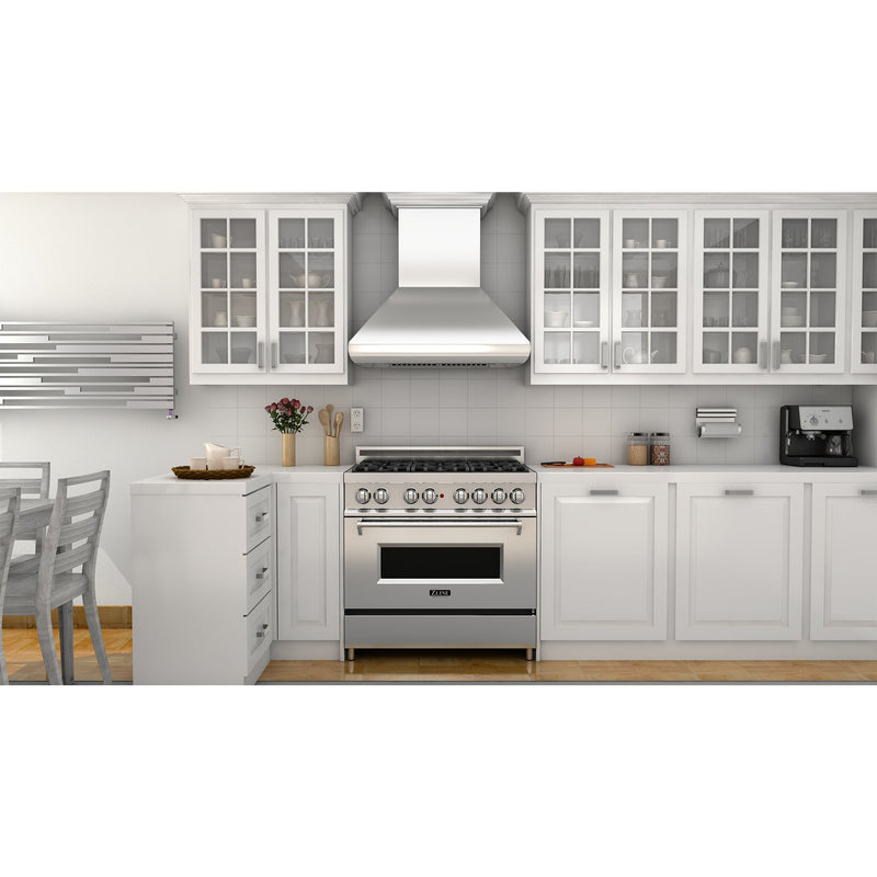 ZLINE 48 in. Professional Convertible Vent Wall Mount Range Hood in Stainless Steel with Crown Molding, 587CRN-48