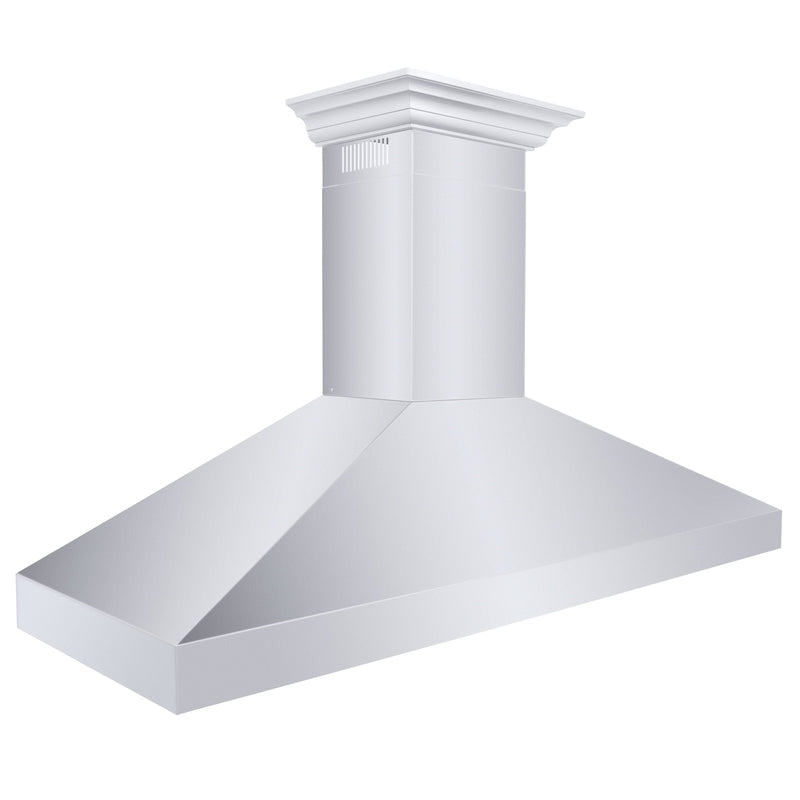 ZLINE 60 in. Professional Convertible Vent Wall Mount Range Hood in Stainless Steel with Crown Molding, 597CRN-60