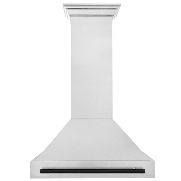 ZLINE Autograph 36 Inch DuraSnow® Stainless Steel Range Hood with Matte Black Handle, 8654SNZ-36-MB