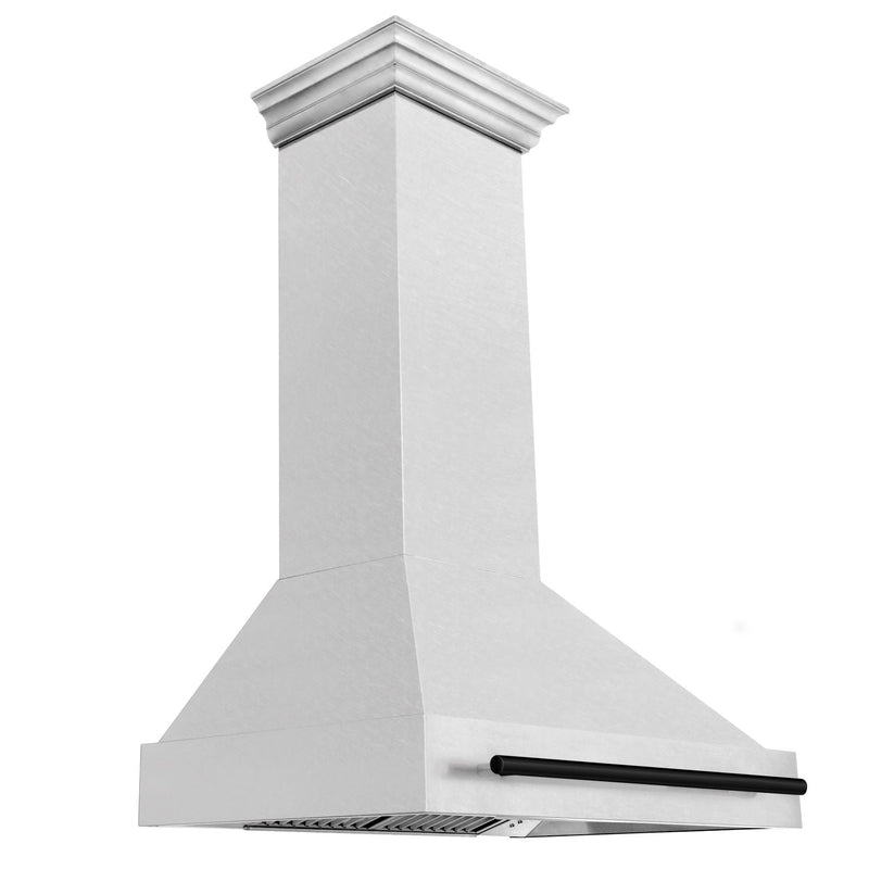 ZLINE Autograph 36 Inch DuraSnow® Stainless Steel Range Hood with Matte Black Handle, 8654SNZ-36-MB