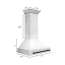 ZLINE Autograph Edition 36 Inch DuraSnow® Stainless Steel Range Hood with White Matte Shell and Matte Black Handle, 8654SNZ-WM36-MB