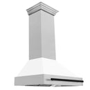 ZLINE Autograph Edition 36 Inch DuraSnow® Stainless Steel Range Hood with White Matte Shell and Matte Black Handle, 8654SNZ-WM36-MB