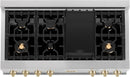 ZLINE Autograph Edition 48 In. Rangetop with 7 Gas Burners in DuraSnow® Stainless Steel and Champagne Bronze Accents, RTSZ-48-CB