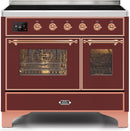 ILVE Majestic II 40" Induction Range with Element Stove and Electric Oven in Burgundy with Copper Trim, UMDI10NS3BUP