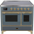 ILVE Majestic II 40" Induction Range with Element Stove and Electric Oven in Blue Grey with Brass Trim, UMDI10NS3BGG