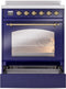 ILVE Nostalgie II 30" Induction Range with Element Stove and Electric Oven in Blue with Brass Trim, UPI304NMPMBG