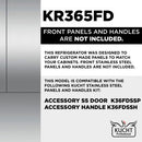 Kucht Professional 36 Inch 19.4 cu. ft. Custom Panel Refrigerator, Counter Depth, KR365FD