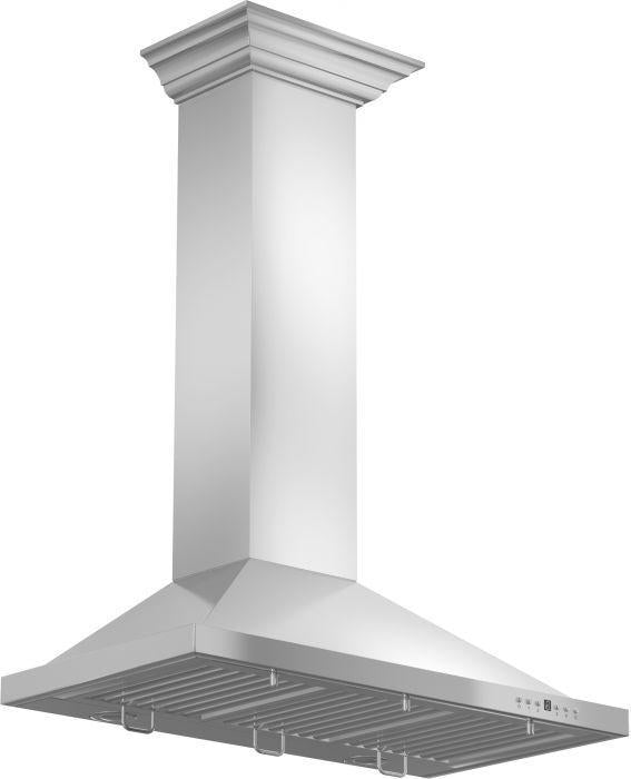 ZLINE 30 in. Convertible Vent Wall Mount Range Hood in Stainless Steel with Crown Molding, KBCRN-30