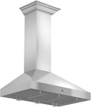 ZLINE 42 in. Convertible Vent Wall Mount Range Hood in Stainless Steel with Crown Molding, KL3CRN-42