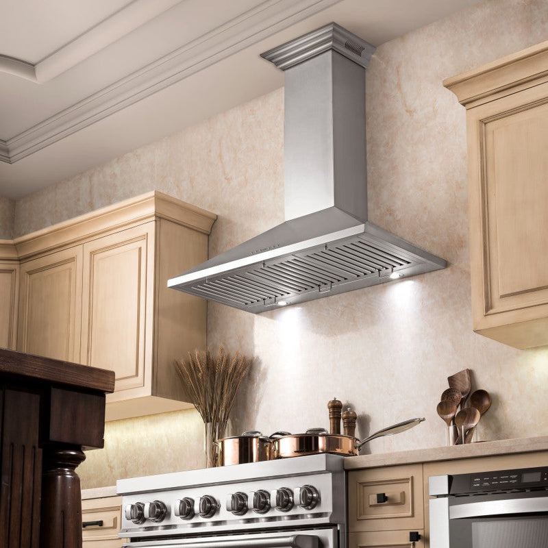 ZLINE 30 in. Stainless Steel Wall Range Hood with Built-in CrownSound® Bluetooth Speakers, KL2CRN-BT-30