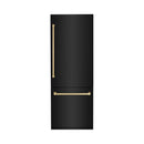 ZLINE 30" Built-in Refrigerator with Internal Water & Ice Dispenser in Black Stainless, Bronze Accents