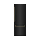 ZLINE 30" Autograph 16.1 cu. ft. Built-in Refrigerator with Internal Water and Ice Dispenser in Black Stainless Steel with Gold Accents, RBIVZ-BS-30-G