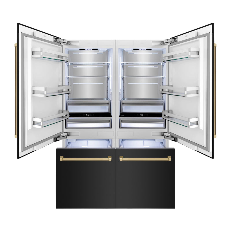 ZLINE 60" Autograph Built-in Refrigerator with Internal Water & Ice Dispenser in Black Stainless with Bronze Accents