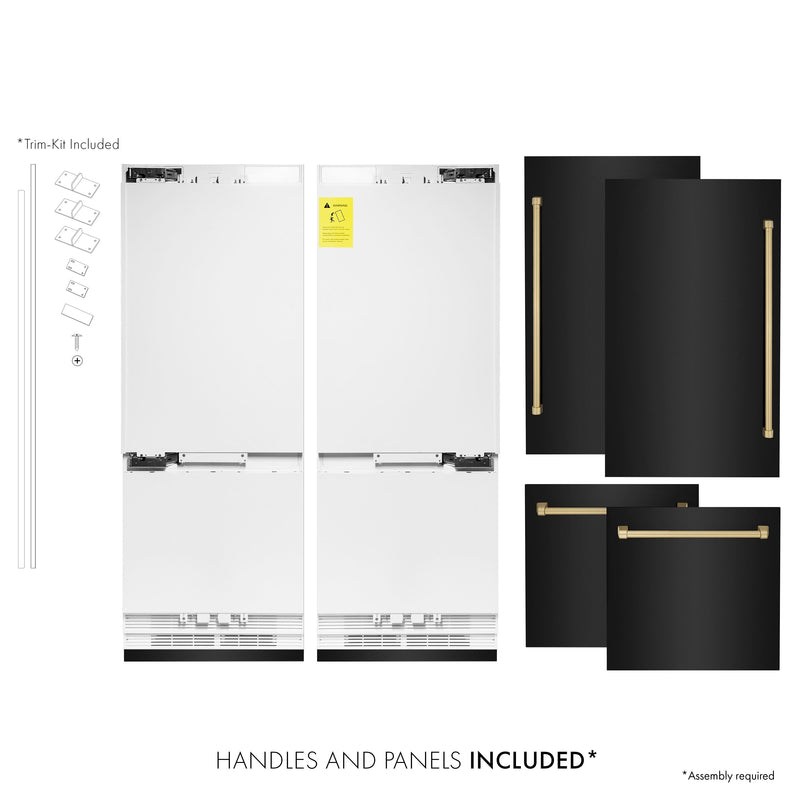ZLINE 60" Autograph Built-in Refrigerator with Internal Water & Ice Dispenser in Black Stainless with Bronze Accents