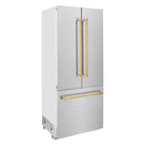 ZLINE 36" Autograph Built-In Refrigerator with Internal Water & Ice Dispenser, Fingerprint Resistant with Gold Accents
