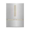 ZLINE 60" Autograph Refrigerator with Internal Water & Ice Dispenser in DuraSnow® Stainless Steel with Gold Accents