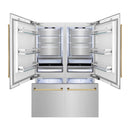 ZLINE 60" Autograph Refrigerator with Internal Water & Ice Dispenser in DuraSnow® Stainless Steel with Gold Accents