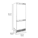 ZLINE Autograph 30" 16.1 cu. ft. Panel Ready Built-In Bottom Freezer Refrigerator with Water Dispenser and Ice Maker with Graphite Gray Interior and Champagne Bronze Accents, GRBIVZ-30-CB