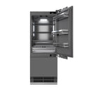 ZLINE Autograph 30" 16.1 cu. ft. Panel Ready Built-In Bottom Freezer Refrigerator with Water Dispenser and Ice Maker with Graphite Gray Interior and Matte Black Accents, GRBIVZ-30-MB