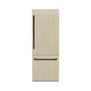 ZLINE Autograph 30" 16.1 cu. ft. Panel Ready Built-In Bottom Freezer Refrigerator with Water Dispenser and Ice Maker with Graphite Gray Interior and Matte Black Accents, GRBIVZ-30-MB