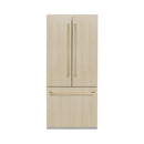 ZLINE Autograph 36" 19.6 cu. ft. Panel Ready French Door Built-In Bottom Freezer Refrigerator with Water Dispenser and Ice Maker with Graphite Gray Interior and Champagne Bronze Accents, GRBIVZ-36-CB