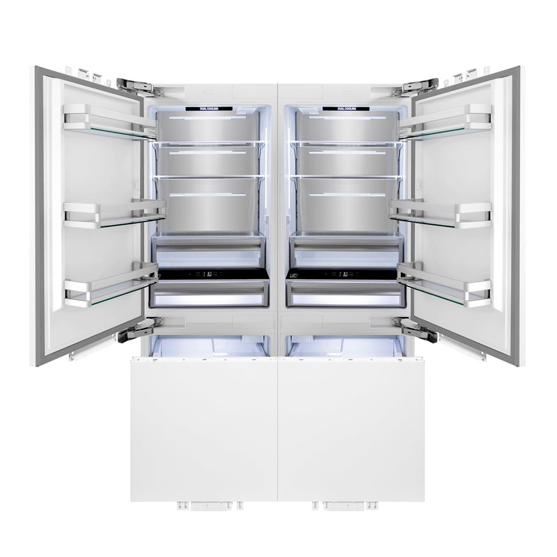 ZLINE 60 In. 32.2 cu. Ft. Panel Ready Built-In 4-Door French Door Refrigerator with Stainless Steel Handles, RBIV-60-SS