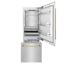 ZLINE Autograph 30 In. 16.1 cu. ft. Built-In Refrigerator with Internal Water and Ice Dispenser with Gold Accents, RBIVZ-304-30-G