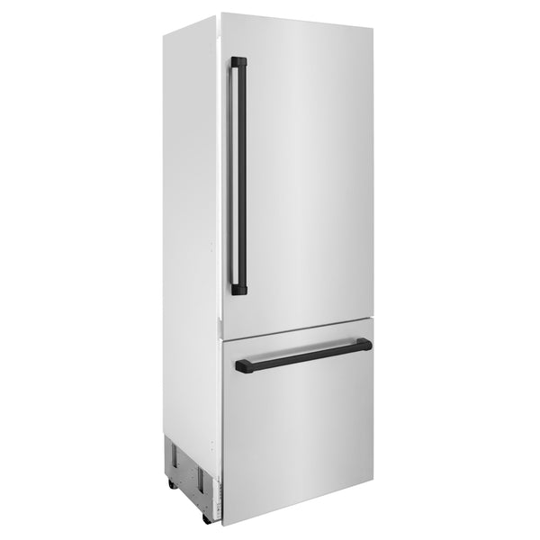ZLINE Autograph 30 In. 16.1 cu. ft. Built-In Refrigerator with Internal Water and Ice Dispenser with Matte Black Accents, RBIVZ-304-30-MB